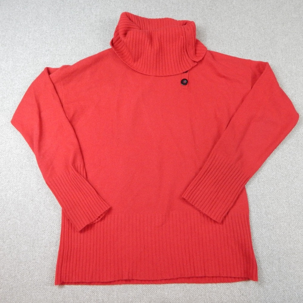 Anne Klein Cashmere Sweater Womens Large Red Turtleneck Classic Casual Cozy L